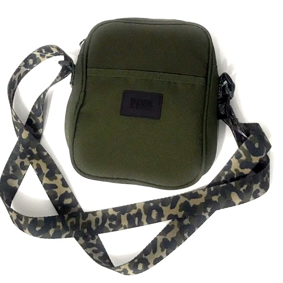 PINK Victoria's Secret Handbags - PINK VICTORIA SECRET Taffeta Crossbody Sports Bag In Olive Green Camo